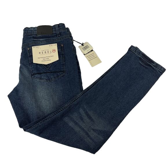 New Mens Artful Rebel Jax Slim Fit Denim Jeans Size 34x30 NWT Distressed - Picture 1 of 9
